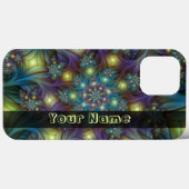 Coques Case-Mate iPhone Illuminé bleu Abstrait violet Fractal Nom (Verso (horizontal))