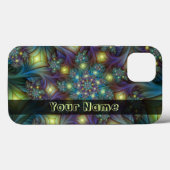 Coques Case-Mate iPhone Illuminé bleu Abstrait violet Fractal Nom (Verso (horizontal))