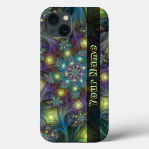 Case-Mate iPhone Case Illuminé bleu Abstrait violet Fractal Nom