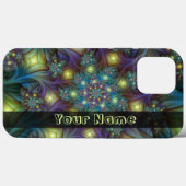 Coques Case-Mate iPhone Illuminé bleu Abstrait violet Fractal Nom (Verso (horizontal))