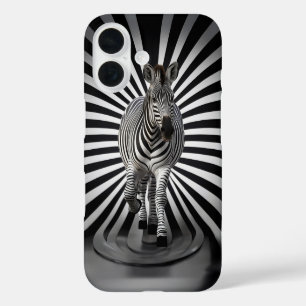 Coques iPhone 16 Illusion en noir et blanc Zebra