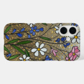 Coques Case-Mate iPhone Illusion fleur sauvage Vitrail rose blanc or (Verso (horizontal))