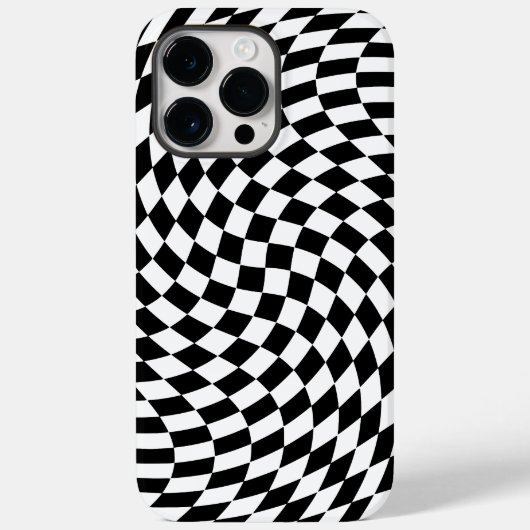 Coques Case-Mate iPhone Illusion optique blanche et noire À damiers vague (Verso)