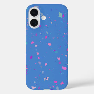 Coques iPhone 16 Illustration Abstraite de Terrazzo Galaxy en bleu