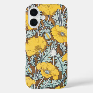 Coques iPhone 16 Illustration Art Nouveau Poppy Fleur Jaune