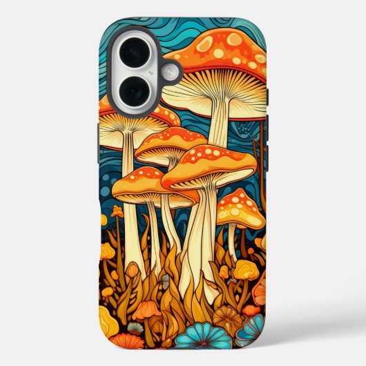 Coques Case-Mate iPhone Illustration artistique de forêt de champignons ré (Verso)