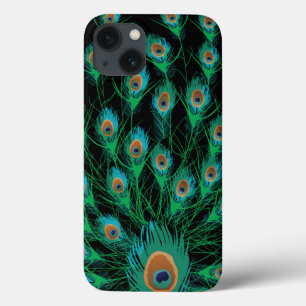 Case-Mate iPhone Case Illustration avec des plumes de paon sur le noir