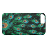 Coques Case-Mate iPhone Illustration avec des plumes de paon sur le noir (Dos (Horizontal))