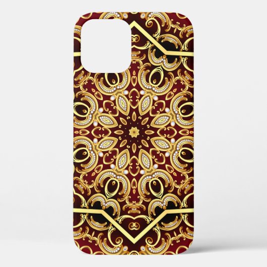 Coques Case-Mate iPhone illustration cadre arrière - plan avec perle et or (Verso)