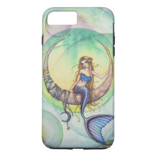 Coque Case-Mate Pour iPhone Illustration d'art de sirène aquarelle Lune Cobalt