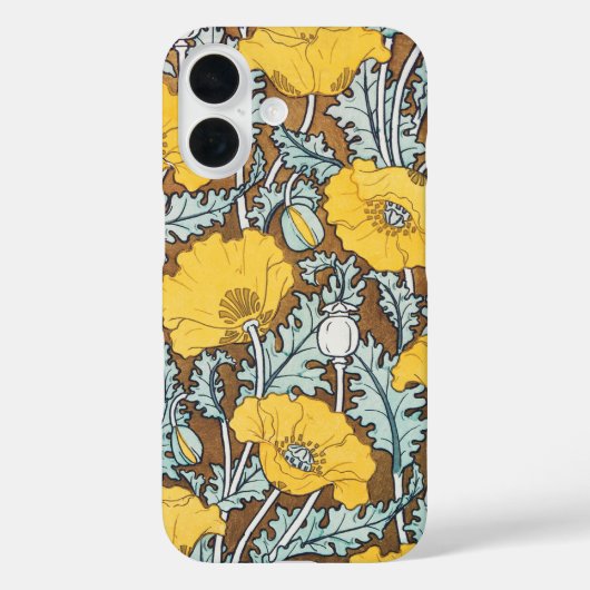 Coques Case-Mate iPhone illustration d'art pavot fleur jaune (Verso)