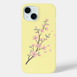 Coque Pour iPhone 15 Illustration de branche de cerisier délicate