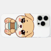 Coques Case-Mate iPhone 🐶☕ Illustration de café avec un chiot mignon | Co (Verso (horizontal))