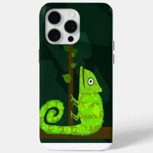 Coque iPhone 15 Pro Max Illustration de caméléon vert mignon Reptile tropi