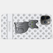 Coques Case-Mate iPhone Illustration de chat de dessin animé mignon bleu r (Dos (Horizontal))