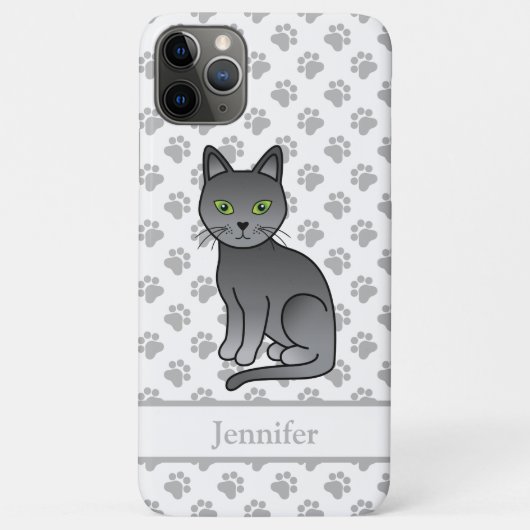 Coques Case-Mate iPhone Illustration de chat de dessin animé mignon bleu r (Dos)