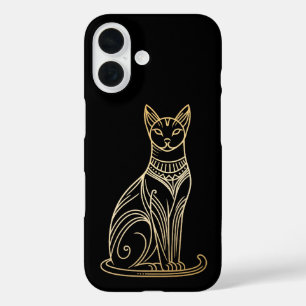 Coques iPhone 16 Illustration de chat doré pour les amateurs de cha