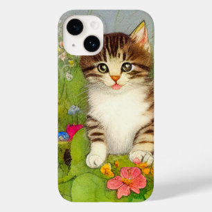 Coque Pour iPhone 14 Illustration de chat souriant vintage