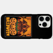 Coques Case-Mate iPhone Illustration de citrouille de maison hantée Hallow (Verso (horizontal))
