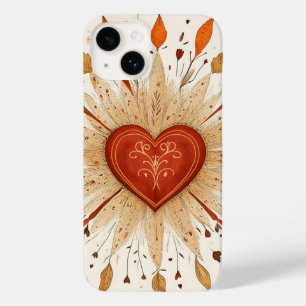 Coque Pour iPhone 14 Illustration de cœur automnal bohème