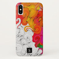 Illustration de Doodle rouge et jaune avec Monogra