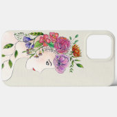 Coques Case-Mate iPhone Illustration de femme avec des fleurs (Verso (horizontal))