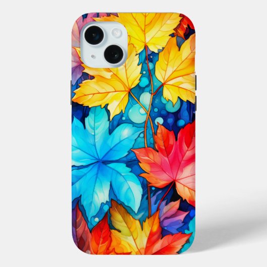 Coques Case-Mate iPhone Illustration de feuilles d'automne tombées vibrant (Verso)