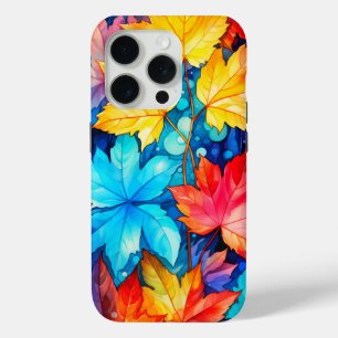 Coque iPhone 15 Pro Illustration de feuilles d'automne tombées vibrant