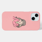 Coques Case-Mate iPhone Illustration de fille mignonne esthétique Rose (Verso (horizontal))
