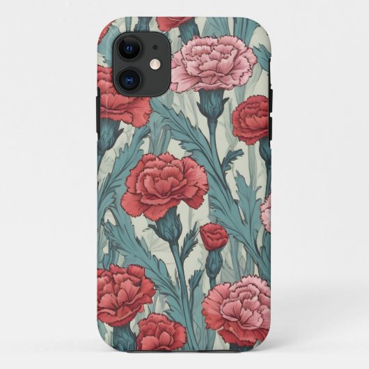 Coques Case-Mate iPhone Illustration de fleur de caronations roses (Dos)