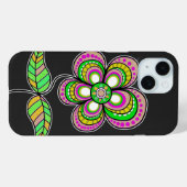 Coques Case-Mate iPhone Illustration de fleur rétro colorée (Verso (horizontal))