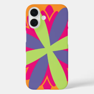 Coques iPhone 16 illustration de formes florales orange