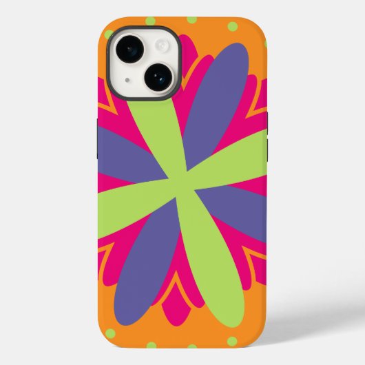 Coques Case-Mate iPhone Illustration de formes florales orange (Verso)