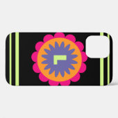 Coques Case-Mate iPhone illustration de formes florales orange et rose (Verso (horizontal))