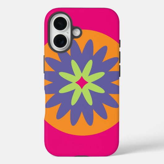 Coques Case-Mate iPhone illustration de formes florales orange et rose (Verso)