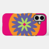 Coques Case-Mate iPhone illustration de formes florales orange et rose (Verso (horizontal))