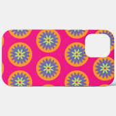 Coques Case-Mate iPhone illustration de formes florales orange et rose (Verso (horizontal))