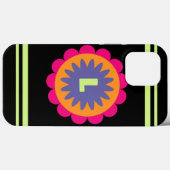 Coques Case-Mate iPhone illustration de formes florales orange et rose (Verso (horizontal))