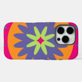 Coques Case-Mate iPhone illustration de formes florales orange et rose (Verso (horizontal))