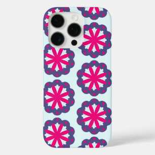 Coques iPhone 16 Pro Illustration de formes florales violettes et roses