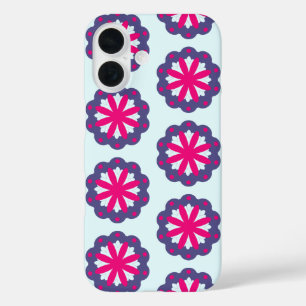 Coques iPhone 16 Illustration de formes florales violettes et roses