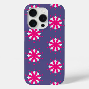 Coque iPhone 15 Pro Illustration de formes florales violettes et roses