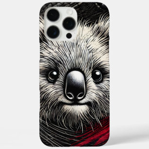 Coques iPhone 16 Pro Max Illustration de Koala Bear sur Arrière - plan text