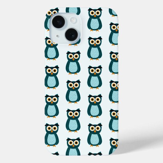 Coques Case-Mate iPhone Illustration de la chouette bleue (Verso)