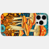 Coques Case-Mate iPhone Illustration de la forêt de champignons Art Rétro (Verso (horizontal))