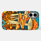 Coques Case-Mate iPhone Illustration de la forêt de champignons Art Rétro (Verso (horizontal))