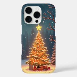 Coques iPhone 16 Pro Illustration de la forêt de Noël enneigée