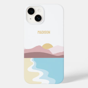 Coque Pour iPhone 14 Illustration de la nature du monogramme personnali