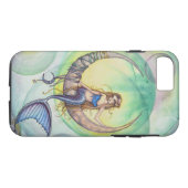 Coques Case-Mate iPhone Illustration de l'aquarelle Cobalt Moon (Dos (Horizontal))