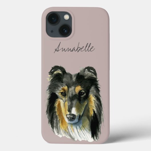 Coques Case-Mate iPhone Illustration de l'aquarelle Collie Dog (Verso)